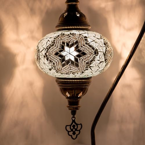 Orientale Marocchino Mosaico Lampada Da Tavolo Fatto A Mano Decorativo Turco Lampada A Mosaico (Bianco 3015)