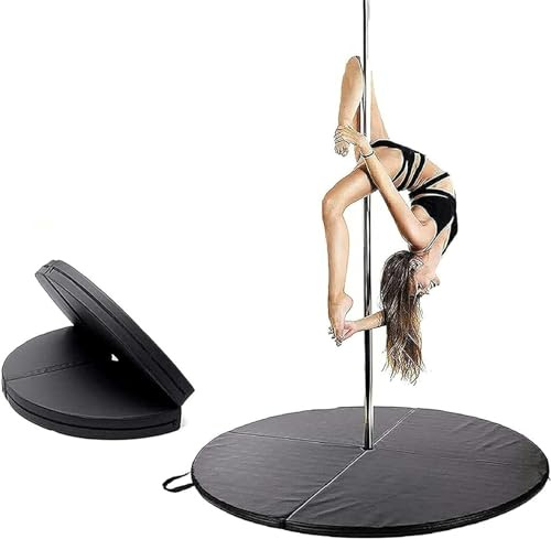 CIADAZ Tappetino rotondo pieghevole portatile per pole dance, yoga, esercizio di sicurezza, cuscino per danza in acciaio, imbottitura di sicurezza per una maggiore durata, 1 pezzo
