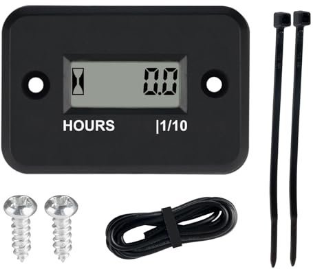 NInE-ROnG Compteur d'heures numérique LCD inductif - Compteur d'heures - Étanche - Pour bateau, snowblower, générateur onduleur, tondeuses à gazon et petits moteurs à gaz