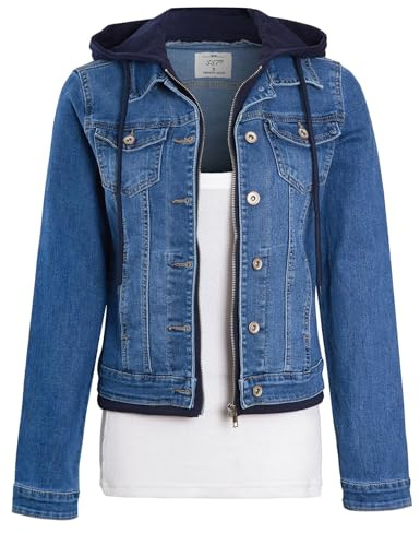 SS7 Femme Capuche en Jersey Veste en Jean Bleu Moyen