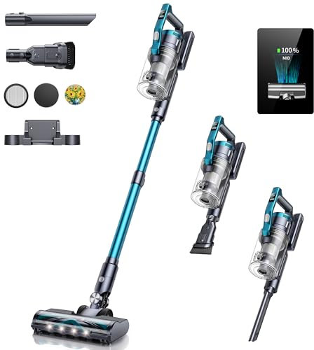 VC60 Aspirapolvere Senza Fili 450W/38Kpa, e 9 Esperienze di Pulizia Scopa Elettrica Senza Fili, e Anti-avvolgimento con Aromaterapia, 55Mins e OLED Screen Anti-avvolgimento Aspirapolvere per Pavimenti