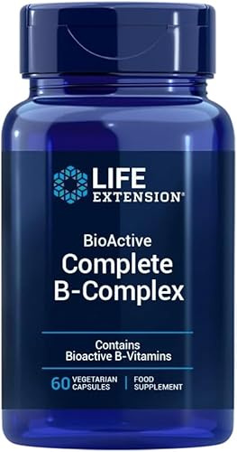 Life Extension - BioActive Complete B-Complex 60 Cápsulas - Complejo de Vitaminas B de Espectro Completo para Energía y Metabolismo, Salud Cerebral y Celular