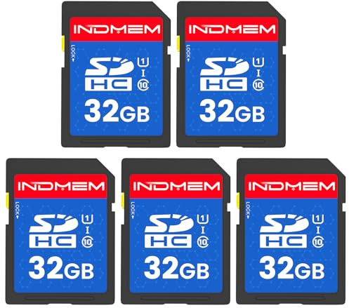 INDMEM SD-Karte 32GB 5er Pack, UHS-I SDHC U1 Class 10, Hochgeschwindigkeit 32GB SD-Karte für Digitalkamera, Computer, Wildkamera