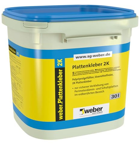 Plattenkleber 2K 30L - Hochleistungs-Fliesenkleber für Außen- und Innenbereiche, wetterbeständig, frostsicher, flexible 2-Komponenten-Klebelösung für Terrassen- und Natursteinplatten