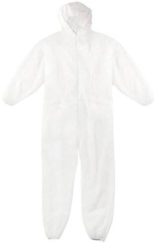 Generico Tuta Monouso da Lavoro TNT DPI I°categoria con Cappuccio e Cerniera Tuta Protettiva Bianco (L)
