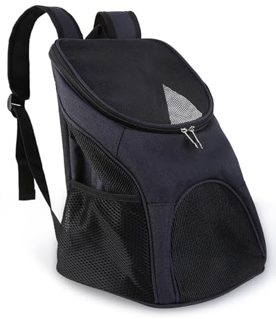 Kommodum - Zaino Trasportino Gatto Borsa Trasporto Cane Pieghevole per Cani con Cinturino di Sicurezza Interno Borsa Portatile Porta Animali Traspirante Cuccioli Gatti KM16 (Nero)