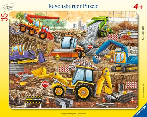 Ravensburger - Kinderpuzzle - 30-48-teiliges Rahmenpuzzle - Arbeit auf der Baustelle - Mädchen oder Junge ab 4 Jahren - Hochwertiges Puzzle - Dicker und haltbarer Karton - Basteln - 12004155