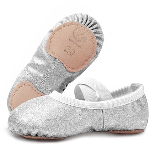 GroYolan Zapatillas de Ballet para Niña con Purpurina, Bailarinas de Danza Clásica con Suela Partida Antideslizante, Zapatos de Baile Ligeros para Gimnasia Rítmica, Clases y Actuaciones