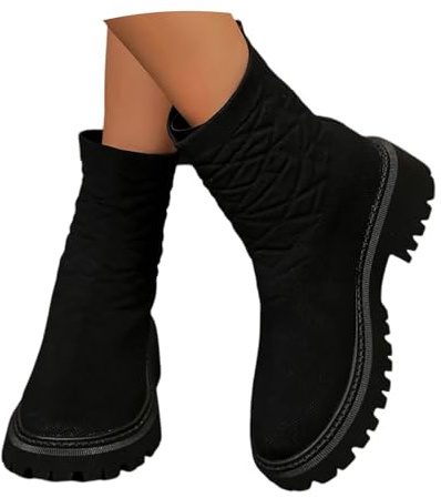 Generisch Winter Boots, Women's Short Boots, Elegant and Comfortable Western Boots, Slip-On Boots, Fashionable Plain Traditional Shoes, Women's Boots, Half Boots, Dirndl Shoes, Riding Boots, black