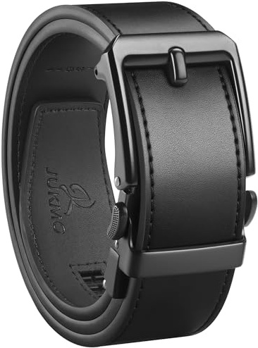 JUKMO 1.5 (38mm) Leather Ratchet Belt for Men in Gift Box (All Black, Medium)