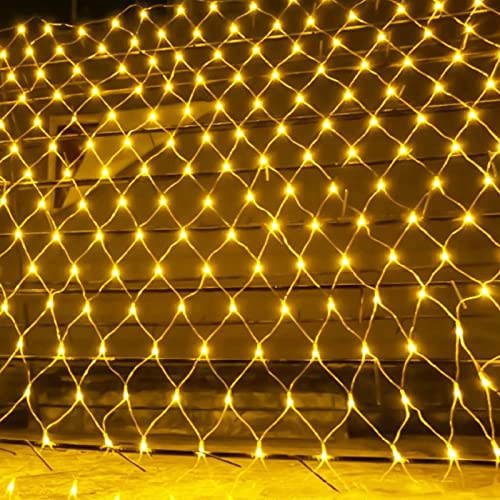 WxiaoD Utomhus ljusnät, 3x3m 320LED LED-ljuskedja utomhus trädgård nät julbelysning, vattentät 8 lägen för balkong trädgård julgran - Varmvit