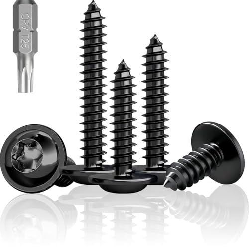 100 st. svarta skruv med platt huvud, M5X50mm linshuvudskruv för trä, A2 V2A svarta träskruv i rostfritt stål, svarta skruvar för akustikpaneler, Torx-skruv med skivhuvud