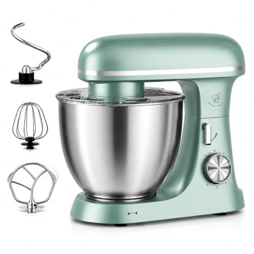 Royal Swiss Robot Pasticciere 2000 W – Ciotola in acciaio inox 8,5 L XXL, movimento planetario, frullatore a 6 velocità con frusta, gancio e sbattitore piatto, verde