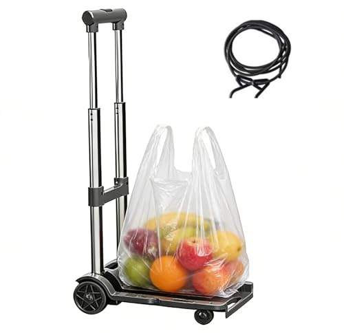 Carretilla de Mano - Capacidad 100 Kg Ruedas Portátiles Transportador Rodante,Carretilla Plegable con Altura Ajustable,para Viajes, Aeropuerto, Compras, Supermercado, Garaje y Transporte