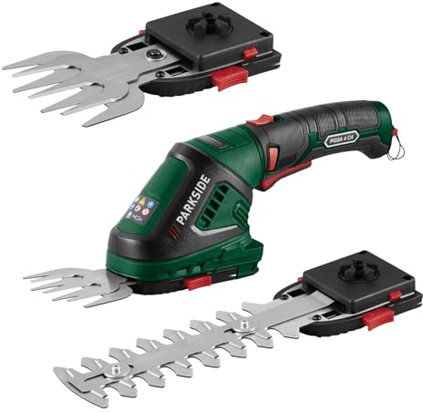 Parkside.® - Forbici per erba e arbusti a batteria PGSA 4 A2 2 in 1, Verde, nero, rosso, argento