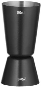 HENDI Jigger doble 25/50 ml, BarUp, vaso medidor de cócteles, medidor dosificador de barra, barman, bar, bebidas, cocktails, ø45x(H) 86 mm, acero inoxidable con recubrimiento de polvo negro