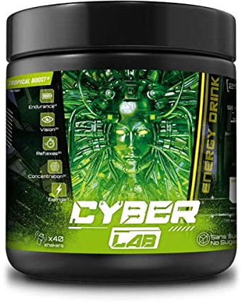 CYBERLAB Energy Drink Gaming Booster | Energy Drink mit Taurin und Koffein, am besten im Shaker | Energy Boost für ein einzigartiges Gaming-Erlebnis | Made in France | Cyberlab | TROPICAL BOOST | 400g