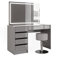 Vicco Schminktisch Sherry, Grau Hochglanz, 120 cm mit LED-Spiegel und Hocker
