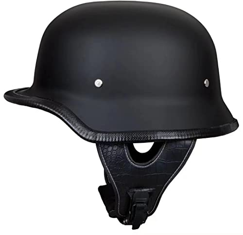 Casco Moto Retrò Stile Tedesco, Approvato DOT, Fibbia Sgancio Rapido Regolabile - Per Uomo e Donna