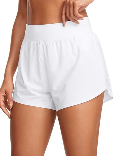 CRZ YOGA High Waisted Split Running Shorts 3 White Small