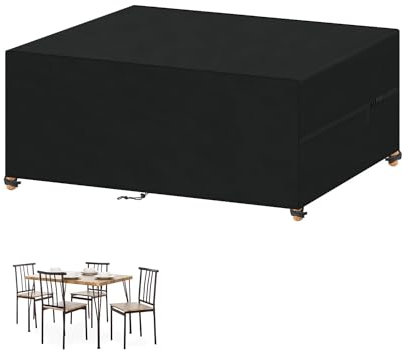 VANSHEIM Funda Muebles Jardín Impermeable Funda para Muebles de Jardin Exterior Funda para Mesa Jardin Exterior 420D Oxford Tela Protector Muebles Jardin Cubierta Mesa y Sillas Jardin 130x80x70cm