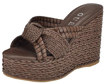 Guess Women's Eveh Wedge Sandal, Brown 210, 8