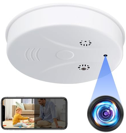 Nisanuki Caméra Espion WiFi, 5G/2,4G WiFi Mini Camera Cachée Détecteur de Fumée HD 1080P Caméra de Surveillance sans Fil Micro Camera a Distance Discrete Enregistreur Nocturne Détection de Mouvement
