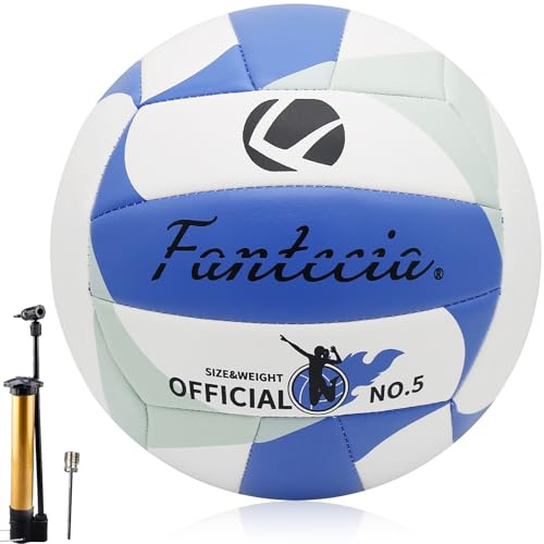 Fantecia Volleyboll storlek 5 med pump, mjukt läder, strandvolleyboll för utomhus, inomhusspel, volleyboll, present för flickor, ungdomar, vuxna, volleyboll