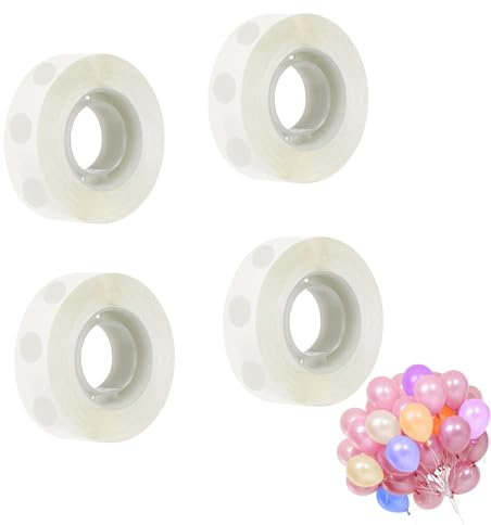 400 PCS Balloon Glue Dots, Removable Balloon Sticky Spots, Adhesive Double Sided Glue Dots Roll for Birthday Party Wedding Christmas Decorations and DIY Scrapbooking Craft (4 Rolls)