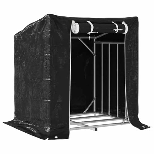 vidaXL Vedställ med regnskydd 100,5x80,5x110,5 cm galvaniserat stål, vedhållare, vedförvaring utomhus, vedförvaring, vedhållare för eldstad
