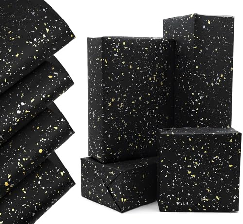 QRTDXP 4pcs Black Matte Wrapping Paper Sheet,76 * 52cm Gift Wrap Paper for Birthday Present Wedding Christmas Decoration