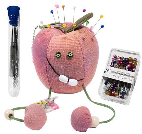 Apple Shaped Pin Cushion Sewing Needle Pillow Holder Positioning Needle Cushion Organiser Fastening Clip Tool Kit for Cross Sewing
