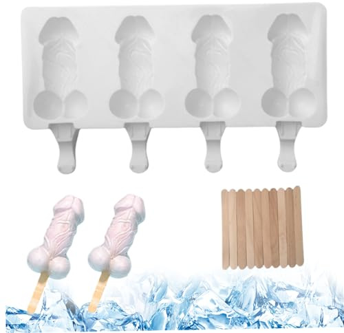 Stampi per ghiaccioli in silicone, 4 cavità stampi per ghiaccioli con bastoncini gelati freddi/resistenti al calore Ideale fai da te riutilizzabile ideale per la torta domestica cioccolato