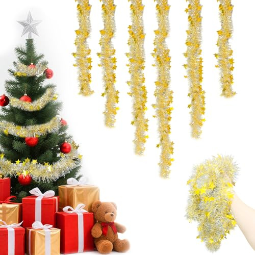 Espumillon Arbol Navidad, Guirnalda Navidad, 6Pcs Guirnalda Oropel Navidads