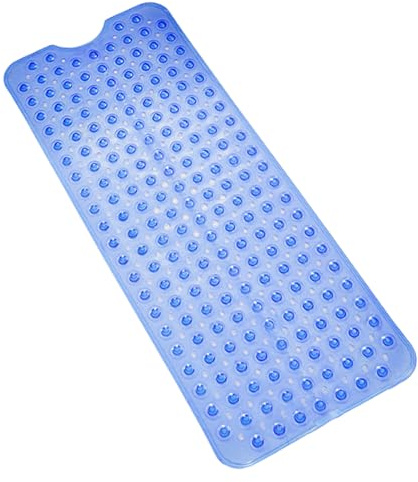 100 x 40 cm Tappeto antiscivolo doccia, in PVC di gomma naturale con ventosa, tappetino da bagno extra lungo, per macchina da doccia, lavabile (Blu Scuro)