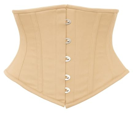 OH WEARS Black and Nude Twill Cotton Underbust Corset Steel Boned Waspie Waist Trainer for Women Hourglass Fit Shapewear Waist Cincher Tight Lacing (UK, Alpha, M, Regular, Regular, Nude)