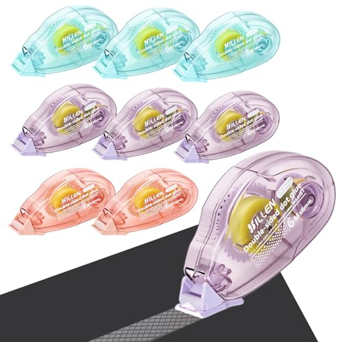 SERIONR Lot de 8 Pièces Colle Roller, Colle Photo 6 mm x 6 m, Distributeur Transparent pour Scrapbooking, Ruban AdhéSif Double Face pour Artisanat, Agendas, Bricolage, Albums Photos, Cartes