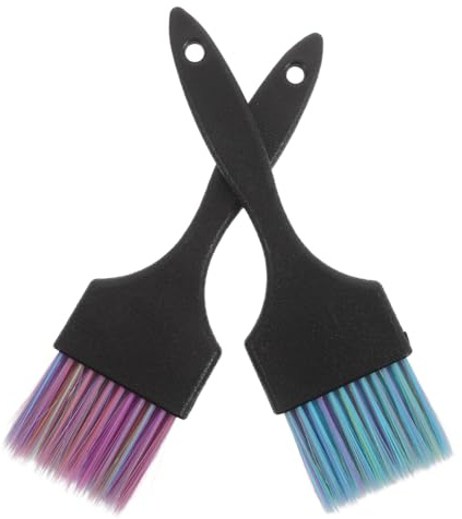 BEBEMOKO Spazzola per Tintura Chioma 2 Pezzi in Plastico e Nailon Manico Corto, Applicazione Precisa senza Danni, Accessori per Saloni e Parrucchieri Professionali