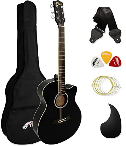 TIGER Akustikgitarre für Anfänger - Schwarz