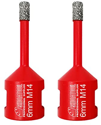 SHDIATOOL Dry Diamond Drill Core Bit 2pk Diameter 6mm Vacuum Brazed Drilling Porcelain Tile Granite Marble