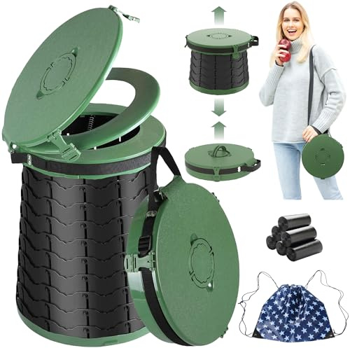 ALEVMOOM Upgrade XXL-19.7 Portable Toilet for Adults Travel Toilet Extra Large with 880lbs Load Capacity Porta Potty for Adults Kids with Lid, Adjustable Height Camping Toilets with Carry Bag