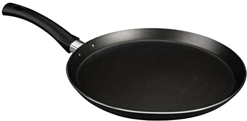 Fackelmann Crepepfanne mit Streicher – Flache Pfanne für leckere Crepe, Pfannkuchen und Palatschinken – Crepespfanne mit Antihaftbeschichtung – Ø 25 cm, hitzebeständig bis +260°C