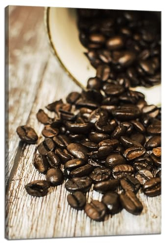 GP TONER Cuadros de pared con impresión artística moderna, cuadro en lienzo sobre bastidor, impresión en lienzo, granos de café de cocina, 40x60 cm, cuadros en lienzo para su hogar u oficina
