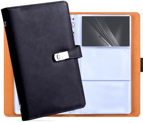 QSWERNB Visitenkartenbuch aus Leder, tragbar, mit 120 Kartenfächern, Kreditkartenschutz für die Verwaltung Ihrer verschiedenen Karten, um Verlust oder Schäden zu verhindern, Braun, Schwarz, Leder