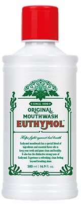 Euthymol Mouthwash Original 500ml, Fluoridfri, Stark Smak, Minskar Plack, Friska Tänder & Tandkött, Fräschar Upp Andedräkten, Daglig Munvård