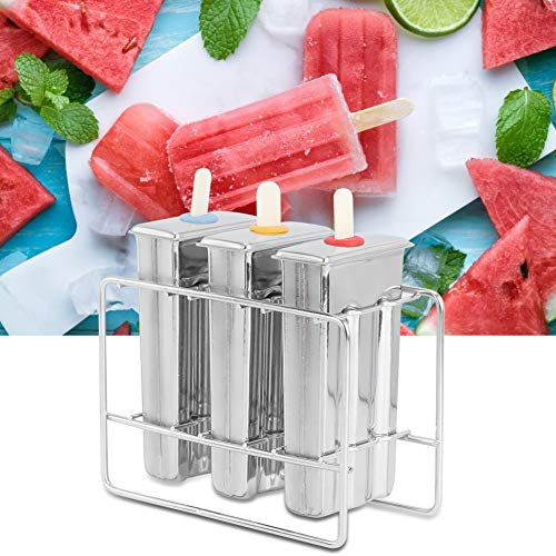 Acouto Ice, Household 304 de acero inoxidable DIY con kit de cepillo de limpieza y soporte para palo herramienta de cocina (3 ranuras dobles de cabeza plana + estante)
