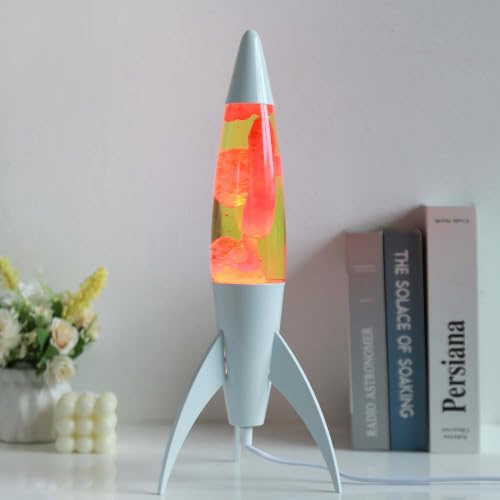 MagneticLand Lampe à Lave FIREROCKET Design Moderne Jaune Verre Aluminium