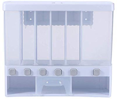 Dispensador de cereales | Contenedores de plástico para alimentos secos con 6 rejillas | Dispensador transparente de alimentos secos para muesli, arroz, frutos secos, dulces, granos de café, bocadill