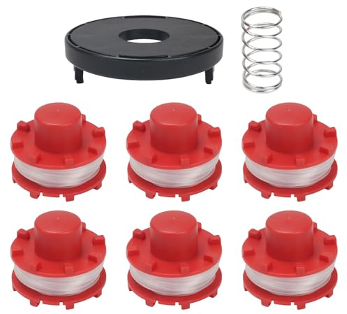 COEWUR 6 Pezzi Bobina a Filo per Tagliabordi Rocchetto Filo Tagliabordi Ø2mm Bobina Ricambio Decespugliatore per GE-CT 36/30 LI E Solo AGILLO 36/255 BL AGILLO 18/200 (con 1 Tappi + 1 Molla)