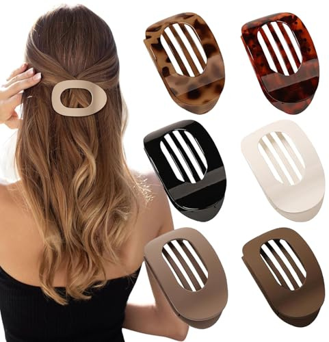 LynixTrade 6 Pcs Flat Hair Clips Curved Design Duckbill Hair Clips for Women French Flat Claw Clip for Thick Hair Hair Accessories for Women